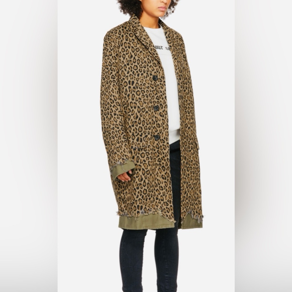 New without tags R13 cotton distressed leopard print coat. Size medium. - Picture 8 of 16